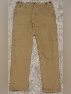Fusai Men’s Khaki Brown Suspender Button Pants Size 34x32